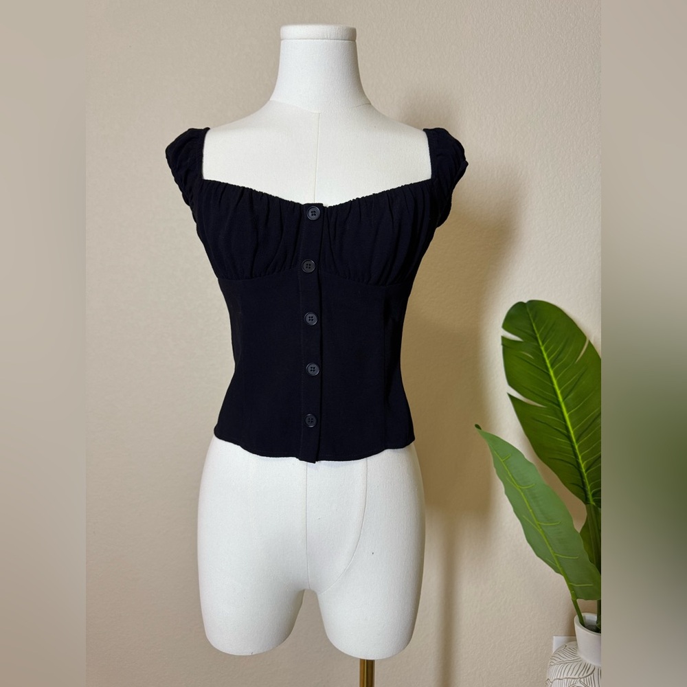 REFORMATION Black Sweetheart Top